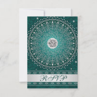 Hindu Ganesh Mariage Teal, parchemins argentés RSV