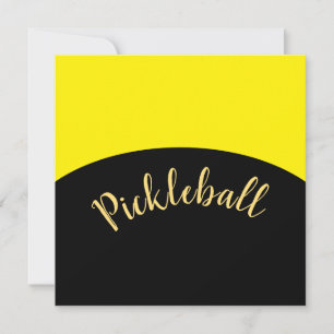 Invitation Hip Bright Yellow Black Courbes Pickleball Script