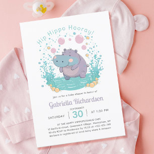 Invitation Hip Hippo Hooray Sexe Baby shower neutre