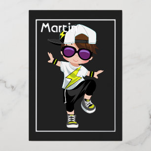 Invitation Hip hop Anniversaire de enfant Foil