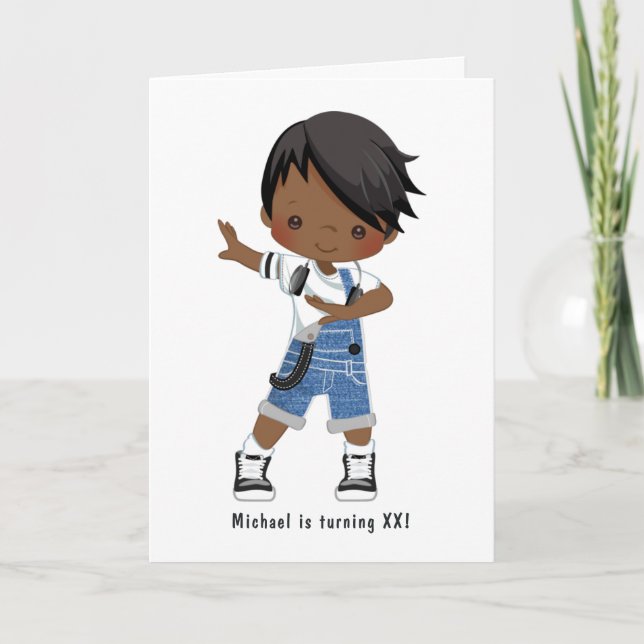 Invitation Hip hop Rap Boy Break Dancer Anniversaire Fête Pho (Devant)
