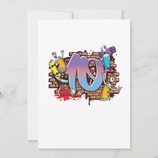 Invitation Hiphop Dancer Graffiti Artist Typography 10th Birt (Devant)