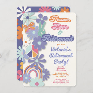 Invitation Hippie 1960's 1970's Peace Love & Retirement