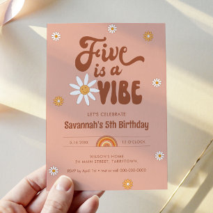 Invitation HIPPIE DAZE Five est Vibe 5e fête d'anniversaire