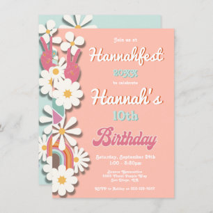 Invitation Hippie Flower Power les années 70 60s fête d'anniv