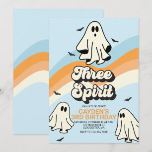 Invitation Hippie Halloween Rétro Fantôme Trois Esprits