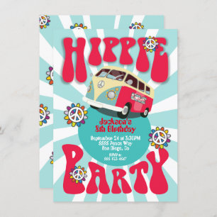Invitation Hippie Party 1960's 1970