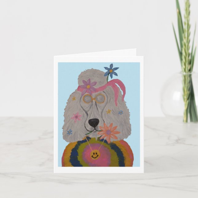 Invitation Hippie Poodle Enfant Fleur  (Devant)