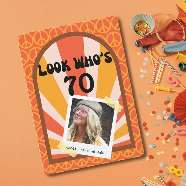 Invitation Hippie rétro Lever de soleil personnalisés Anniver (Créateur téléchargé)