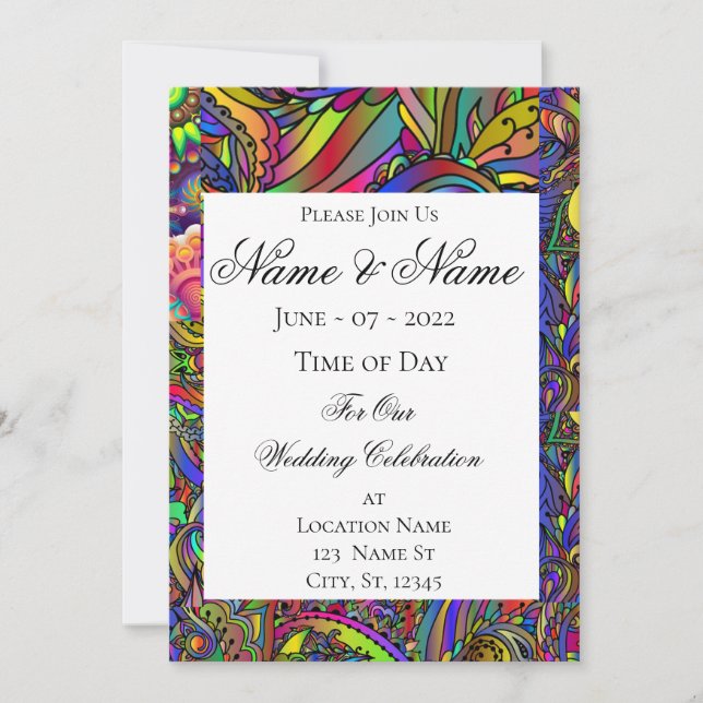 Invitation Hippie Super Conception psychédélique Thunder_Cove (Devant)