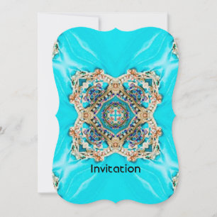 Invitation Hippie Tzigane Ethnique turquoise aqua bleu bohème