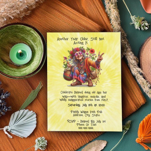 Invitation Hippie Vibes Anniversaire supérieur - Jalon Super (Créateur téléchargé)