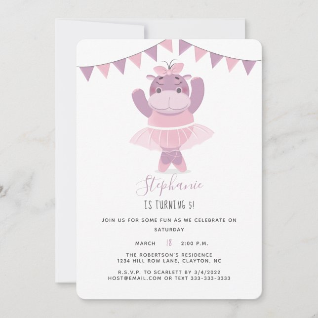 Invitation Hippo Ballerina (Devant)