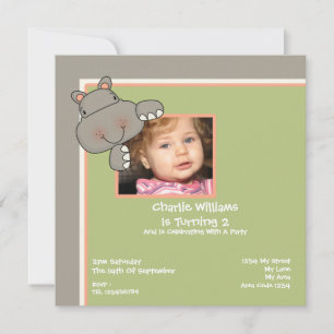 Invitation Hippo fête d'anniversaire