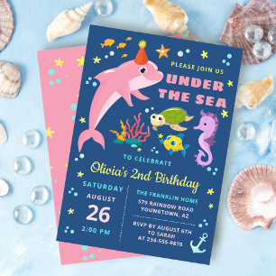 Invitation Hippocampe Dolphin Turtle Sous La Mer Anniversaire