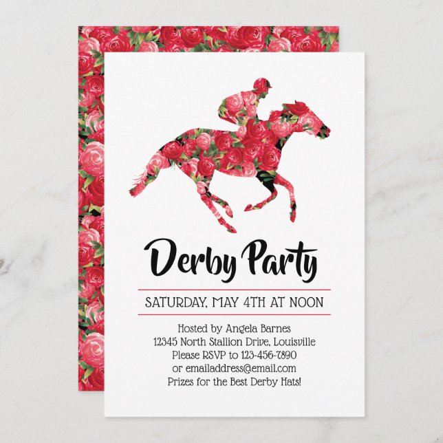 Invitation Hippodrome des Roses rouges du Derby Party (Devant / Derrière)