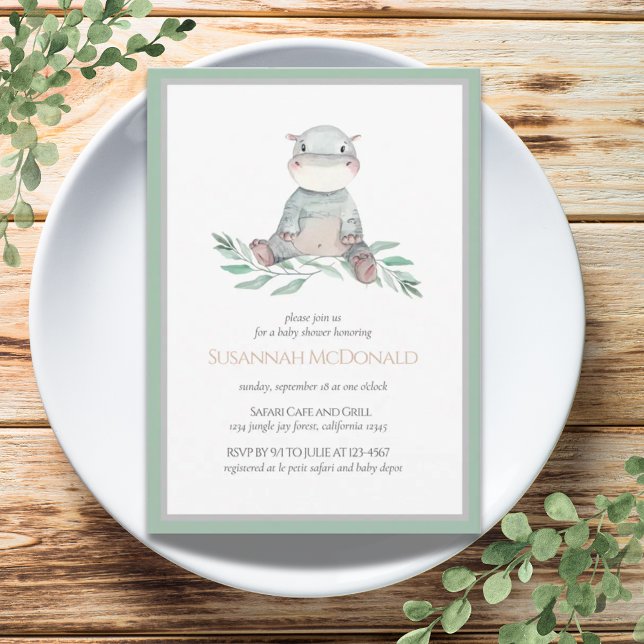 Invitation Hippopo | Baby shower Jungle Safari (
Plush Hippo | Jungle Safari Baby Shower Invitation)