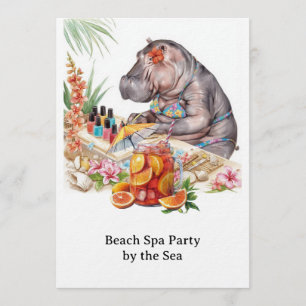 Invitation Hippopotame en bikini Manucure Beauté côtière spa
