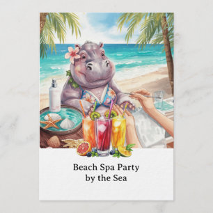 Invitation  Hippopotame en bikini Manucure Beauté côtière spa