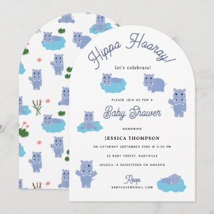 Invitation Hippopotame Mignon Hip Hippo Hourra Baby Shower