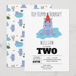 Invitation Hippopotame Mignon Hip Hippo Hourra Enfants Annive