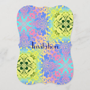 Invitation hippy chic jaune turquoise aqua bohème