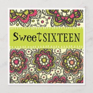 Invitation Hippy Chick Totalement rétro Sweet 16 Anniversaire