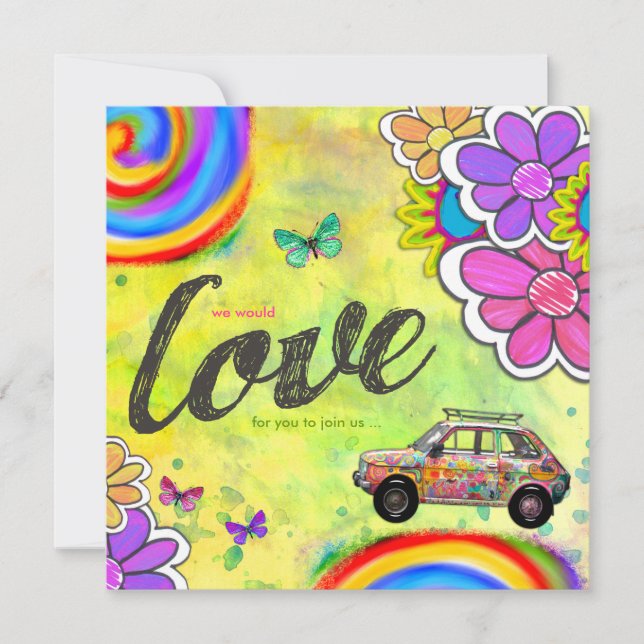 Invitation Hippy Tie Dye (Devant)