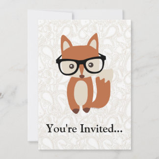 Invitation Hipster Baby Fox avec lunettes