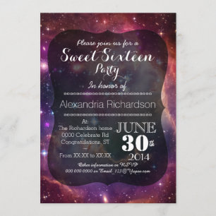 Invitation Hipster Galaxy espace arrière - plan Sweet sixteen