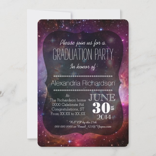 Invitation Hipster galaxy espace extra-atmosphérique Graduati (Devant)