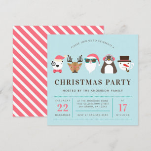 Invitation Hipster Père Noël & Friends Christmas Party Invita