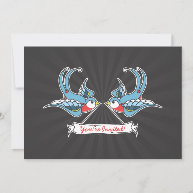 Invitation Hirondelles personnalisées "Vous êtes invité!" (Devant)