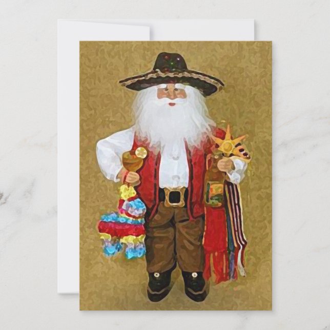 Invitation Hispanique Mexicaine Sud-Ouest Texan Santa Claus (Devant)
