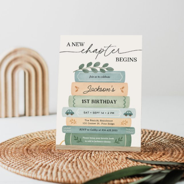 Invitation Histoire Anniversaire Un nouveau chapitre commence (Créateur téléchargé)