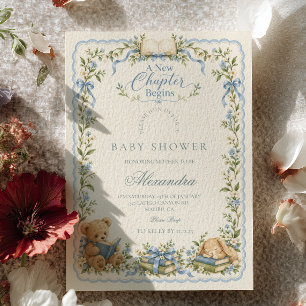 Invitation Histoire Bleue Un Nouveau Chapitre Baby Shower