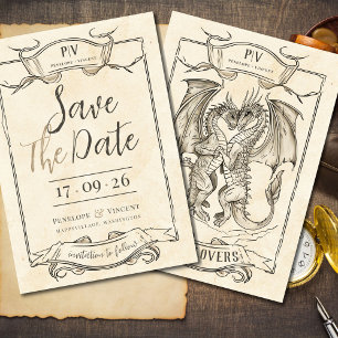 Invitation Histoire d'amour du dragon Sauvez la date Invitati