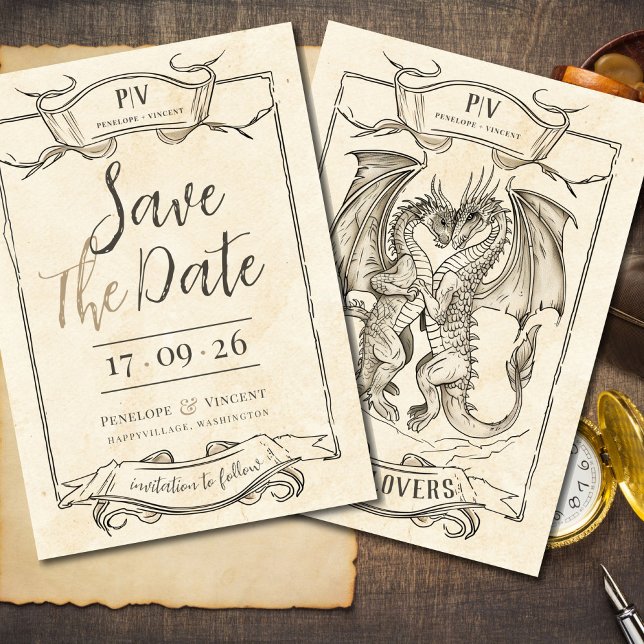 Invitation Histoire d'amour du dragon Sauvez la date Invitati (Créateur téléchargé)