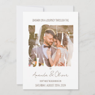 Invitation Histoire d'amour en lettrage Photo Mariage