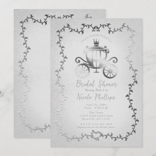 Invitation Histoire de Carrosse Argenté Élégant de Mariée 