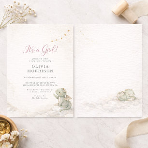 Invitation Histoire de dragon C'est une fille Baby Shower