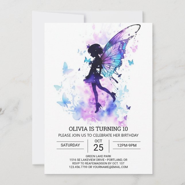Invitation Histoire de fée d'inspiration nature Bliss d'anniv (Devant)