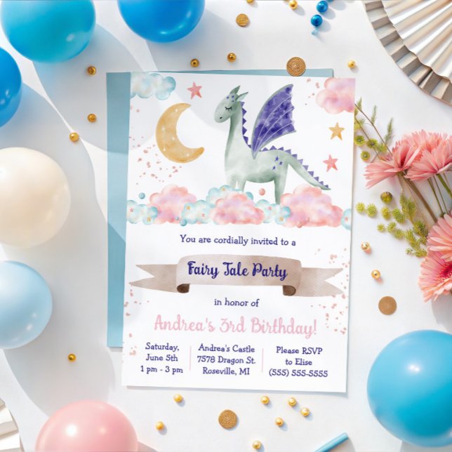 Invitation Histoire de fée, Fête d'anniversaire sur le thème  (Créateur téléchargé)