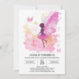 Invitation Histoire de fée papillon numérique Charme d'annive
