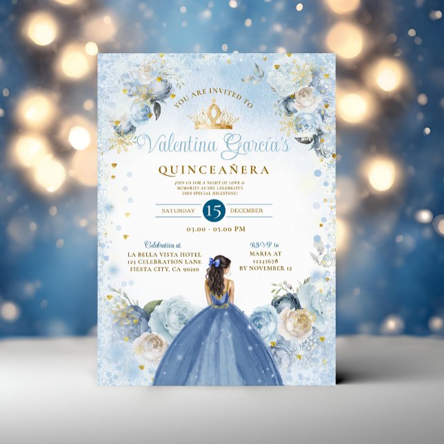 Invitation Histoire de fées d'hiver Quinceañera 15 Anos Gold  (Créateur téléchargé)