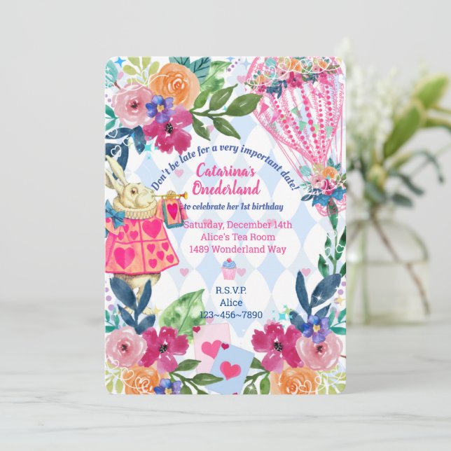 Invitation Histoire de lapin blanc Unmerday party Inv (Debout devant)