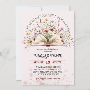 Invitation Histoire de livre de fleurs sauvages roses Nouveau