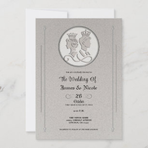 Invitation Histoire de livre royal gris argent roi reine mari