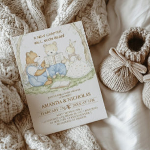 Invitation Histoire de nouveau chapitre Baby Shower Boisée
