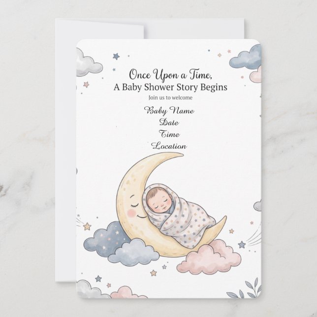 Invitation Histoire Fantaisiste Classique | Baby Shower  (Devant)